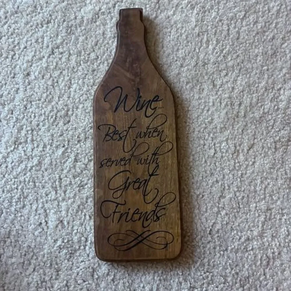 Wooden wine bottle cheese/charcuterie serving board
